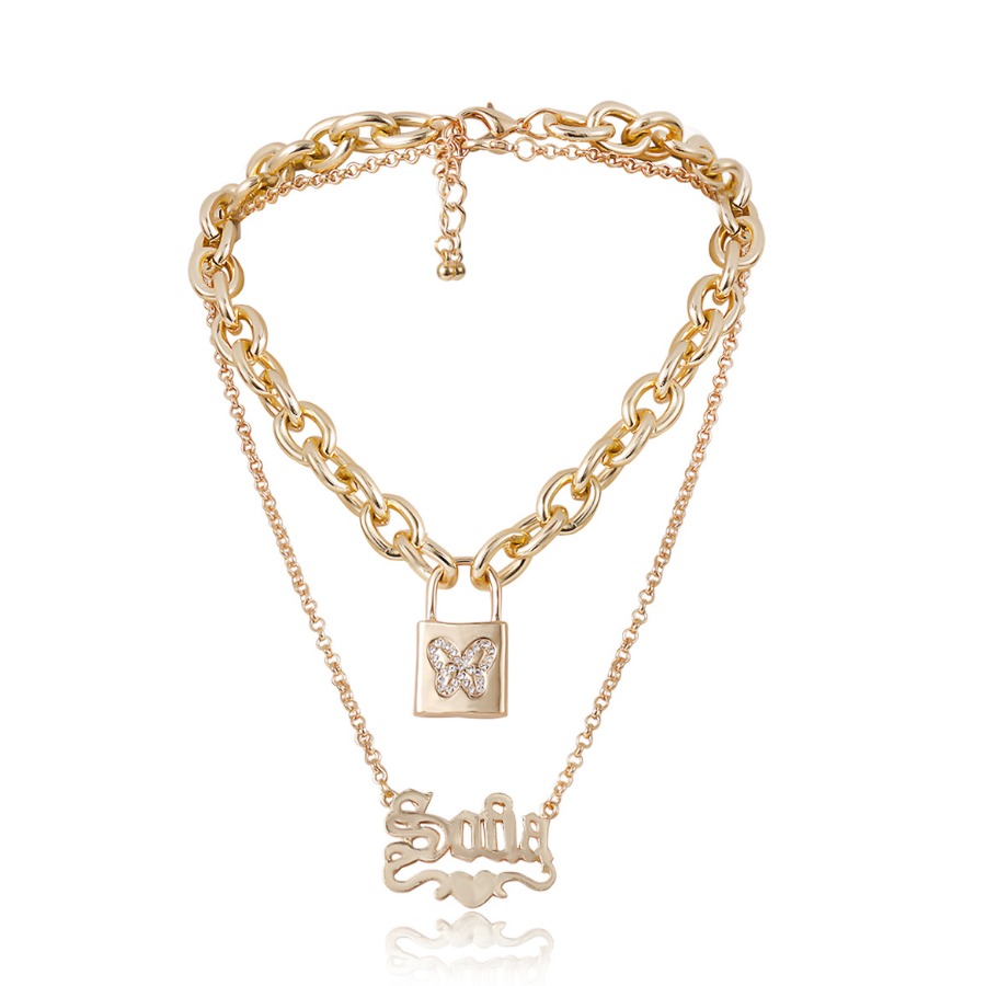 

lovely Stylish Multilayer Lock Gold Necklace