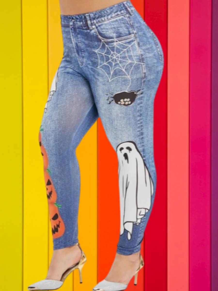 

lovely Sportswear Print Baby Blue Pants