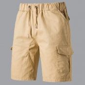 lovely Casual Pocket Patched Yellow Shorts