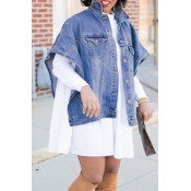 LW Buttons Design Side Split Denim Jacket