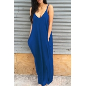 LW Leisure Pocket Patched Blue Maxi Dress