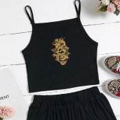 lovely Casual Print Black Camisole