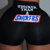 Lovely Casual Letter Black Shorts