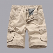 Lovely Sportswear Pocket Patched Khaki Shorts