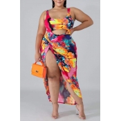 Lovely Tie-dye Multicolor Plus Size One-piece Swim