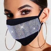 LW Rhinestone Decorative Silver Face Mask