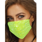 lovely Rhinestone Decorative Green Face Mask