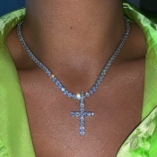 LW Stylish Cross Silver Necklace