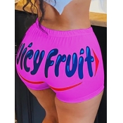 Lovely Casual Letter Rose Red Shorts