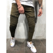Men lovely Street Patchwork Army Green Pants