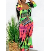 Lovely Stylish Tie-dye Green Two Piece Pants Set