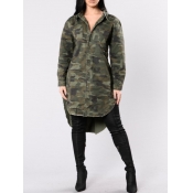 lovely Casual Camo Print Buttons Design Coat