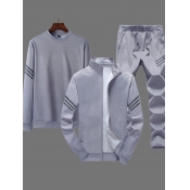 Lovely Men Sportswear Zipper Design Light Grey Thr