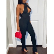 lovely Sexy Cross-over Design Black One-piece Jump