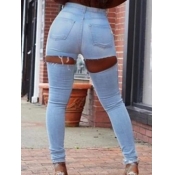 LW Street Broken Holes Baby Blue Jeans