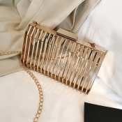 Lovely Stylish Chain Strap Champagne Crossbody Bag