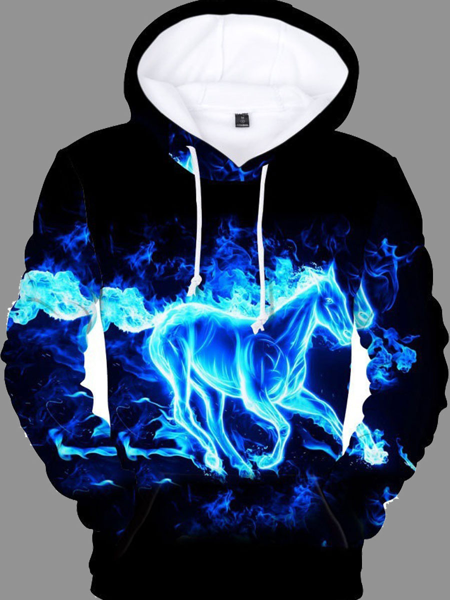 

lovely Street Hooded Collar Tie-dye Pitch-black Hoodie