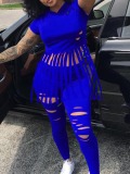 LW Ripped Tassel Design Pants Set