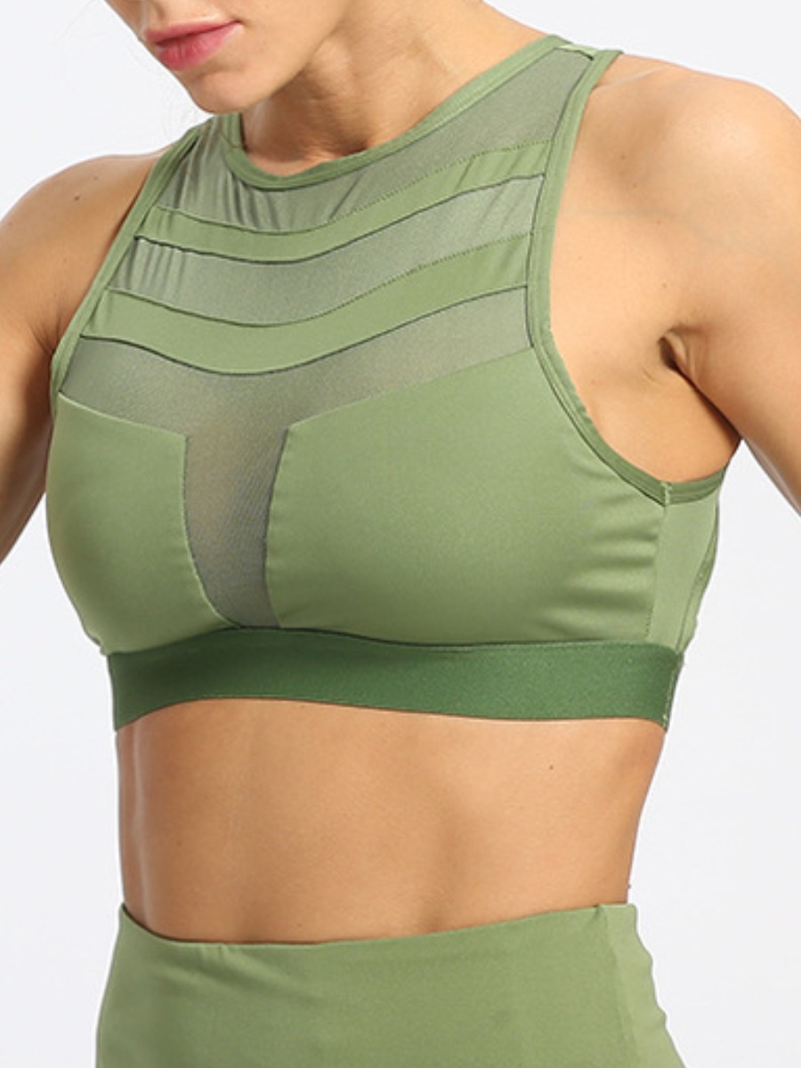 

lovely Sportswear Patchwork Green Bras