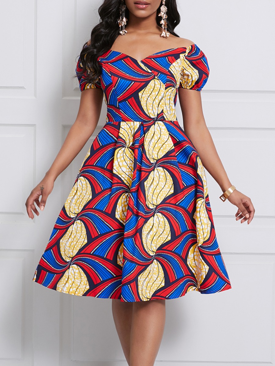 

lovely Trendy Print Multicolor Knee Length Dress, Multi