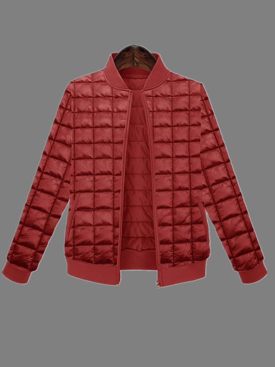 

lovely Casual Zipper Design Wine Red Jacket