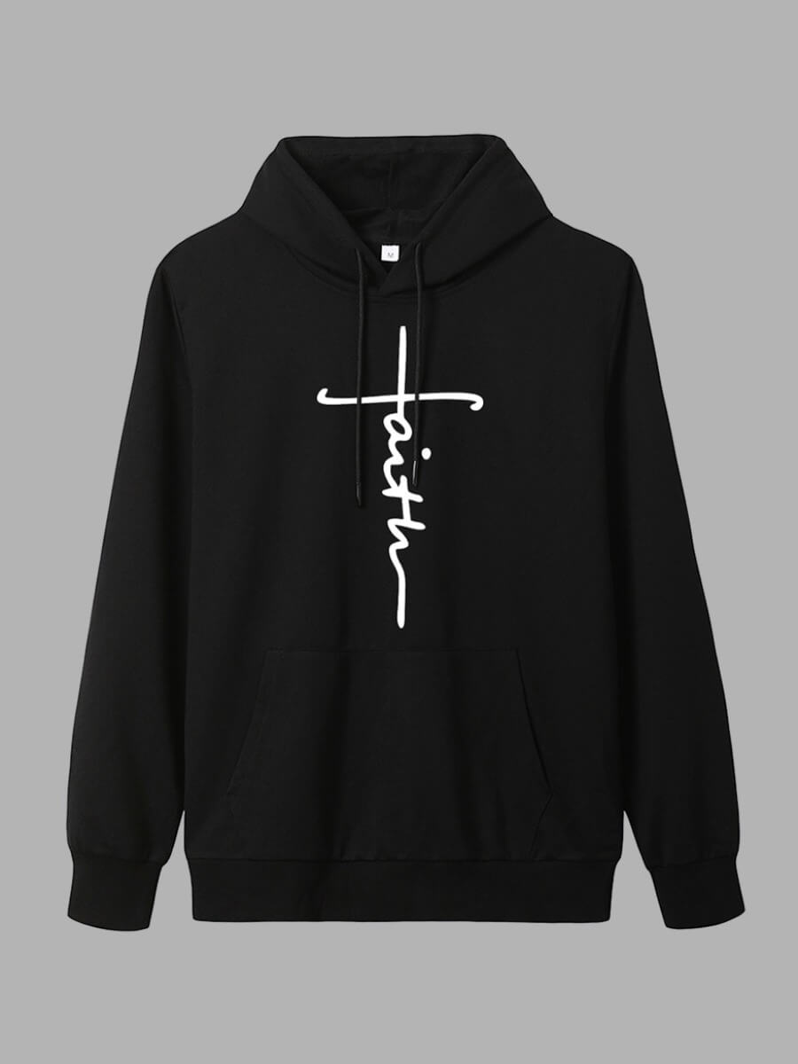 

Lovely Sportswear Hooded Collar Print Black Hoodie