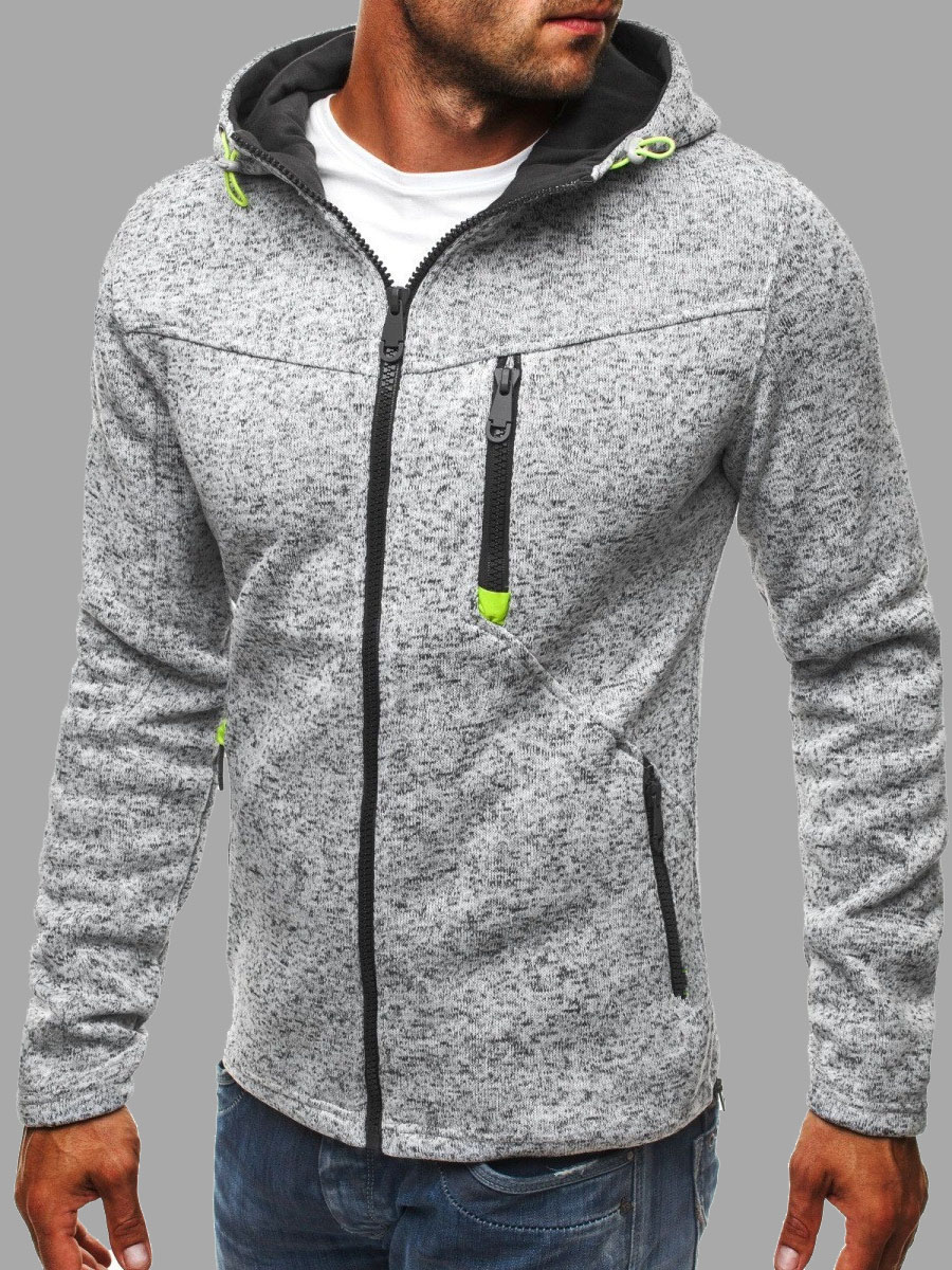

lovely Sportswear Hooded Collar Zipper Design Light Grey Men Hoodie