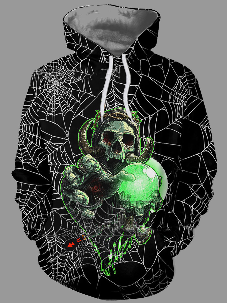 

lovely Stylish Hooded Collar Print Black Men Hoodie