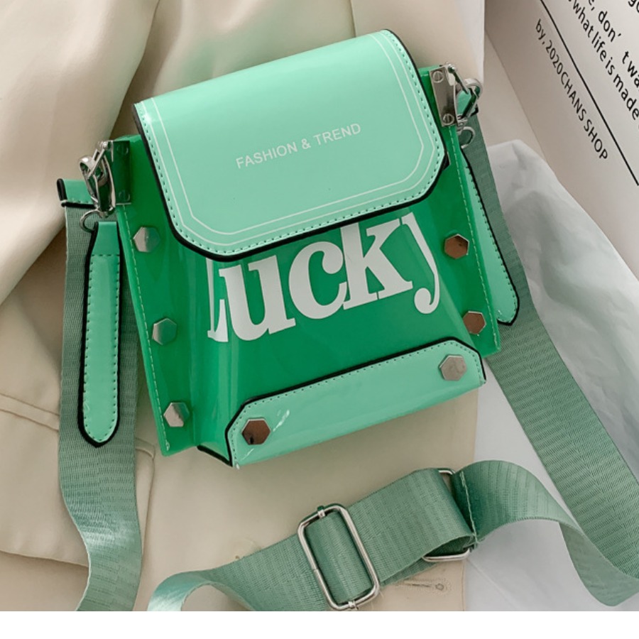 

lovely Trendy Letter See-through Green Crossbody Bag