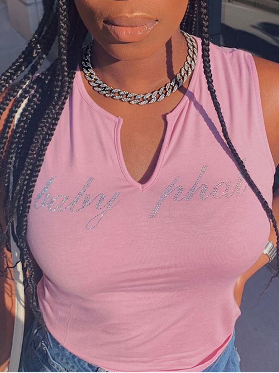 

Lovely Street Letter Print Pink Camisole