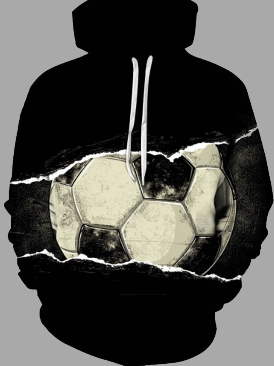 

Men lovely Casual Hooded Collar Print Black Hoodie