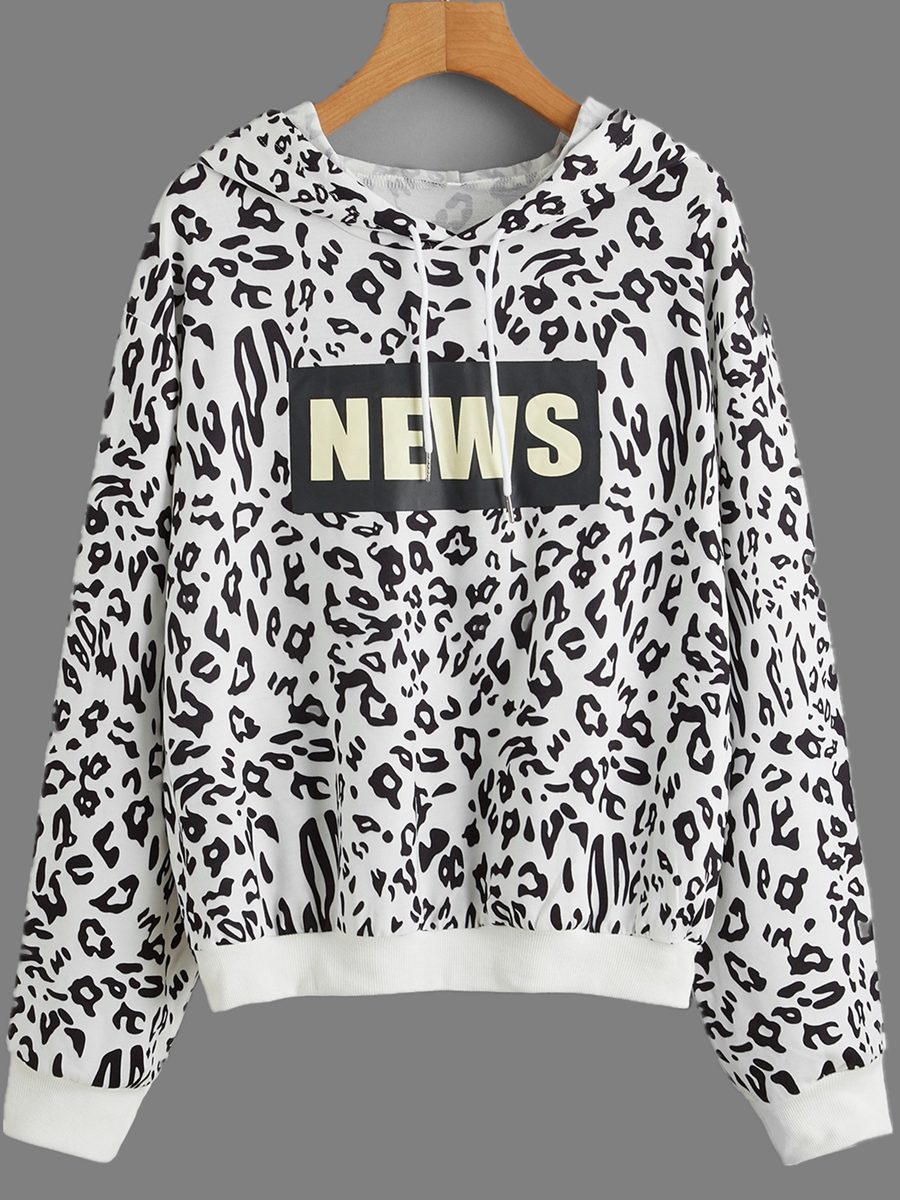 

lovely Casual Hooded Collar Print Black Hoodie