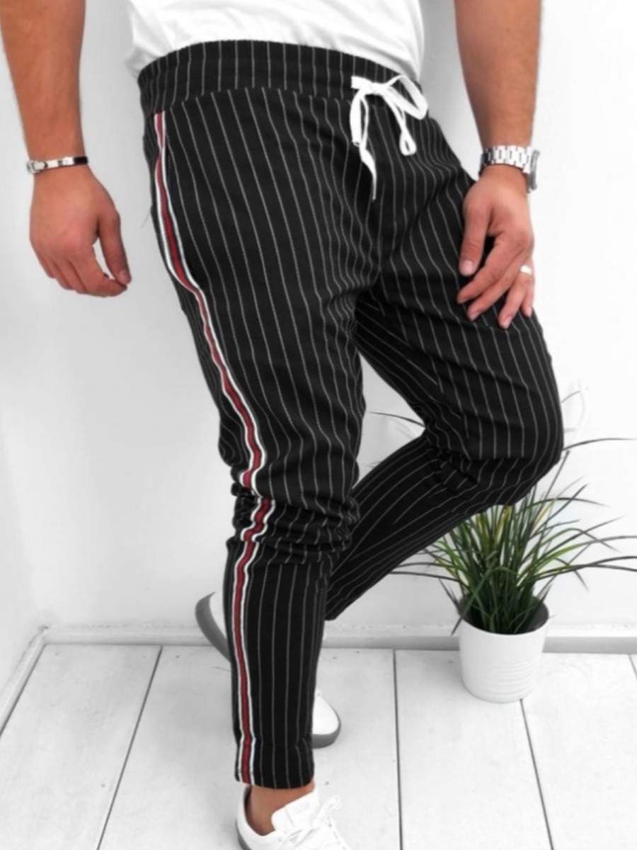 

lovely Casual Striped Drawstring Black Men Pants