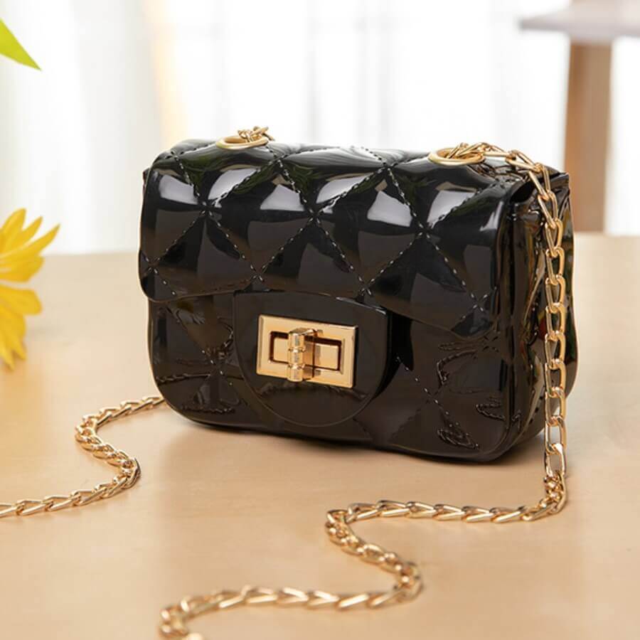 

Lovely Chic Chain Strap Black Crossbody Bag