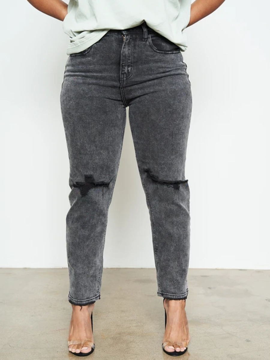 

lovely Casual Broken Holes Black Jeans