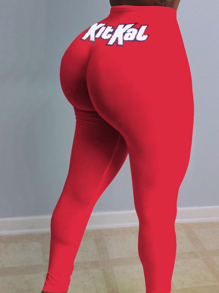 

Lovely Casual Letter Print Red Pants
