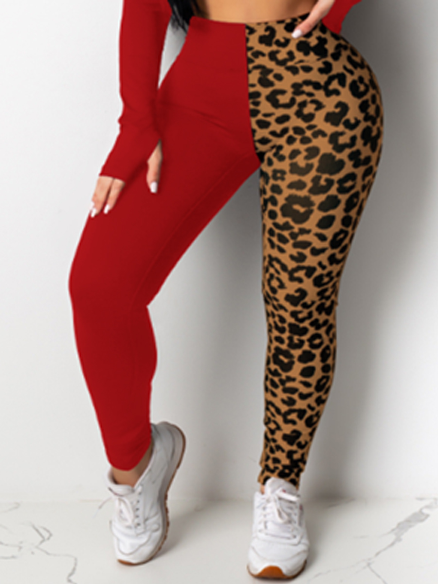 

lovely Sportswear Print Patchwork Red Pants