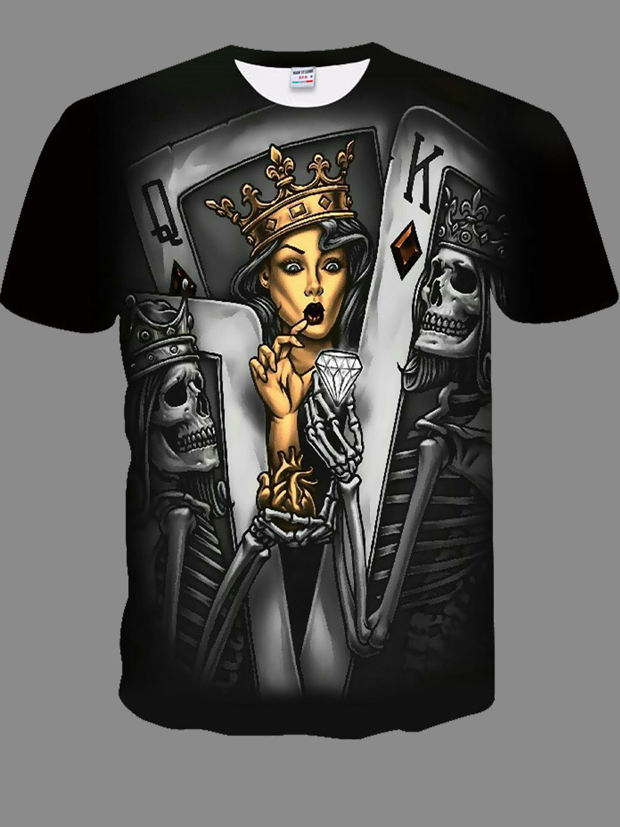 

lovely Street O Neck Print Black T-shirt