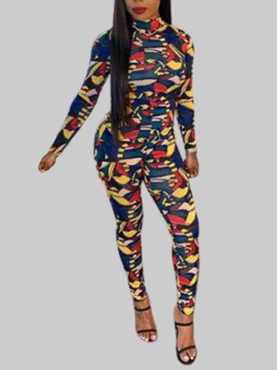 

lovely Trendy Print Skinny Multicolor One-piece Jumpsuit, Multi