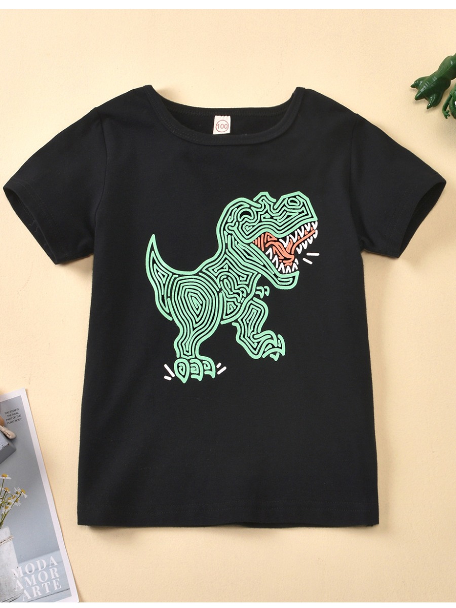 

lovely Casual O Neck Print Black Boy T-shirt