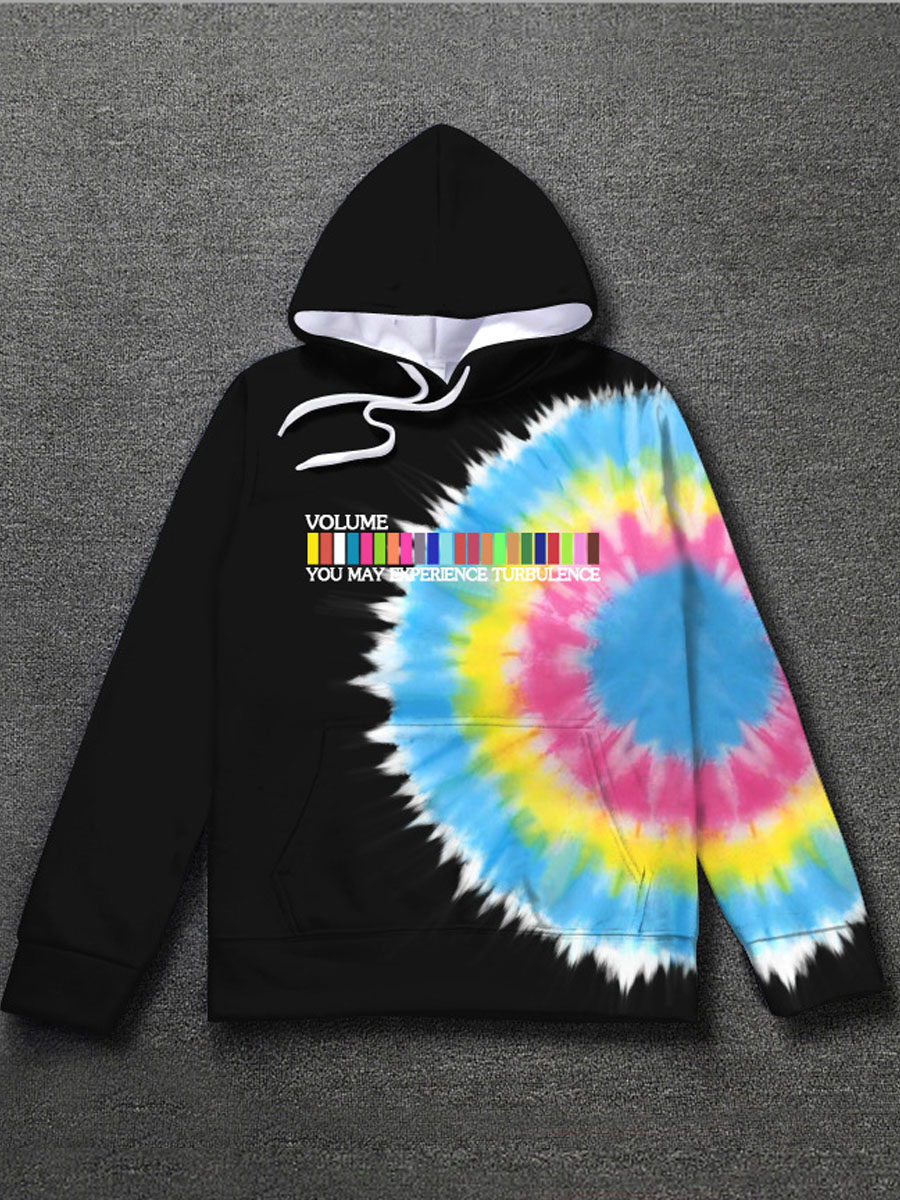 

lovely Street Hooded Collar Tie-dye Black Men Hoodie
