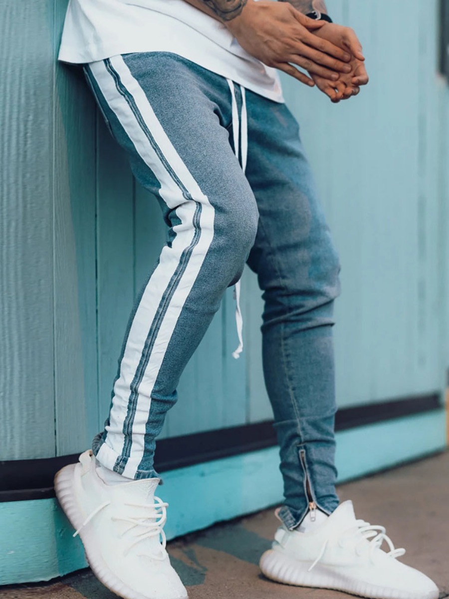 

lovely Casual Patchwork Blue Men Jeans