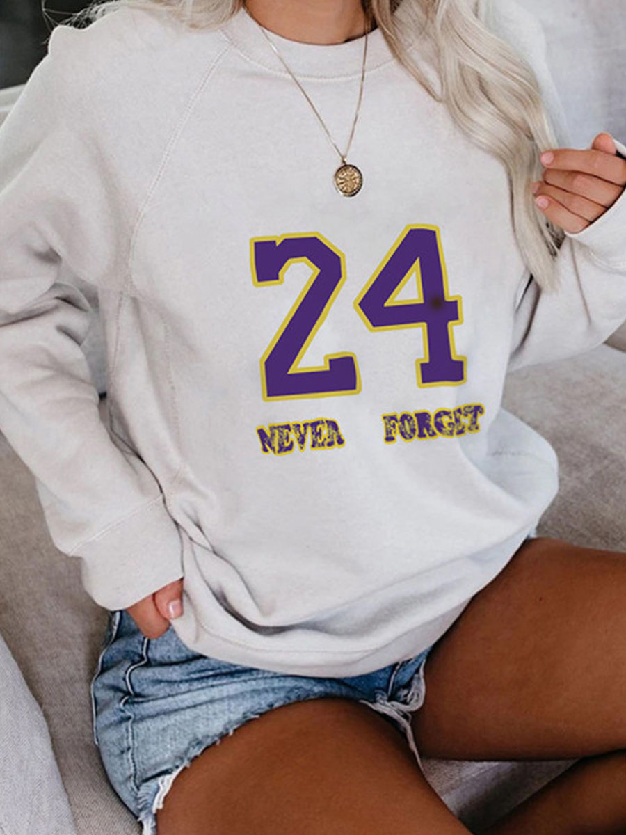 

lovely Casual O Neck Letter Print White Plus Size Blouse