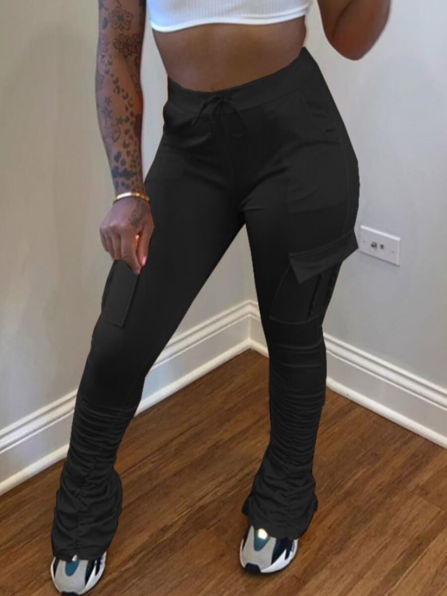 

LW Street Pocket Patched Black Pants