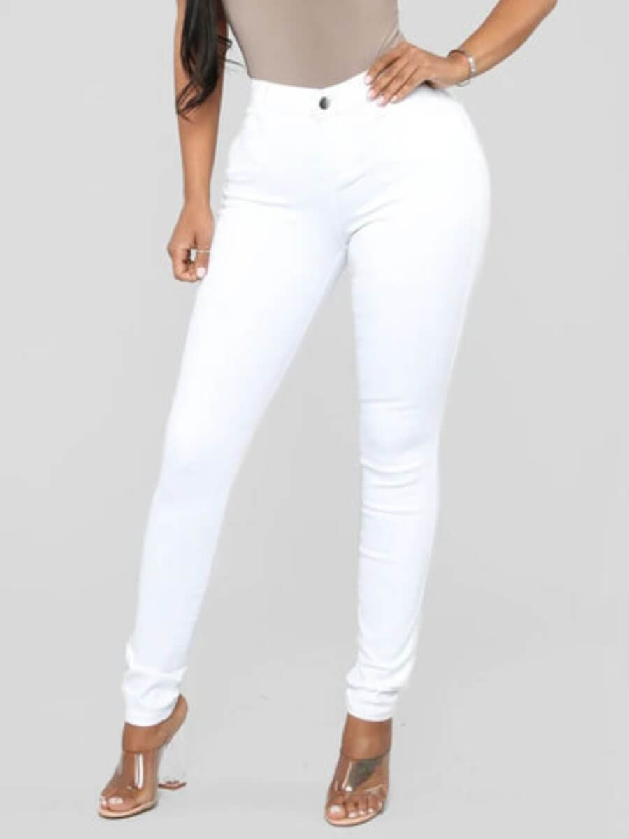 

LW BASICS Mid Waist High Stretchy Jeans, White