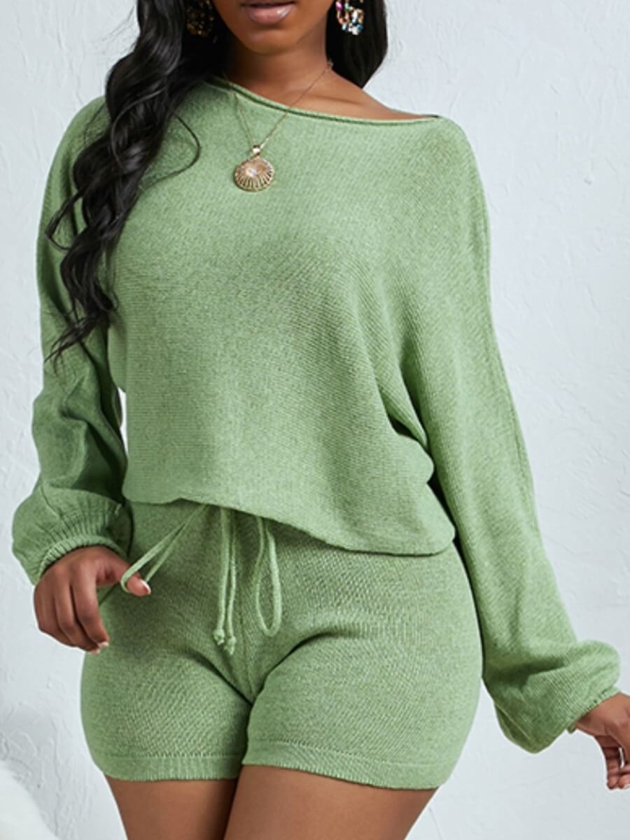 

Lovely Casual O Neck Loose Green Sweater