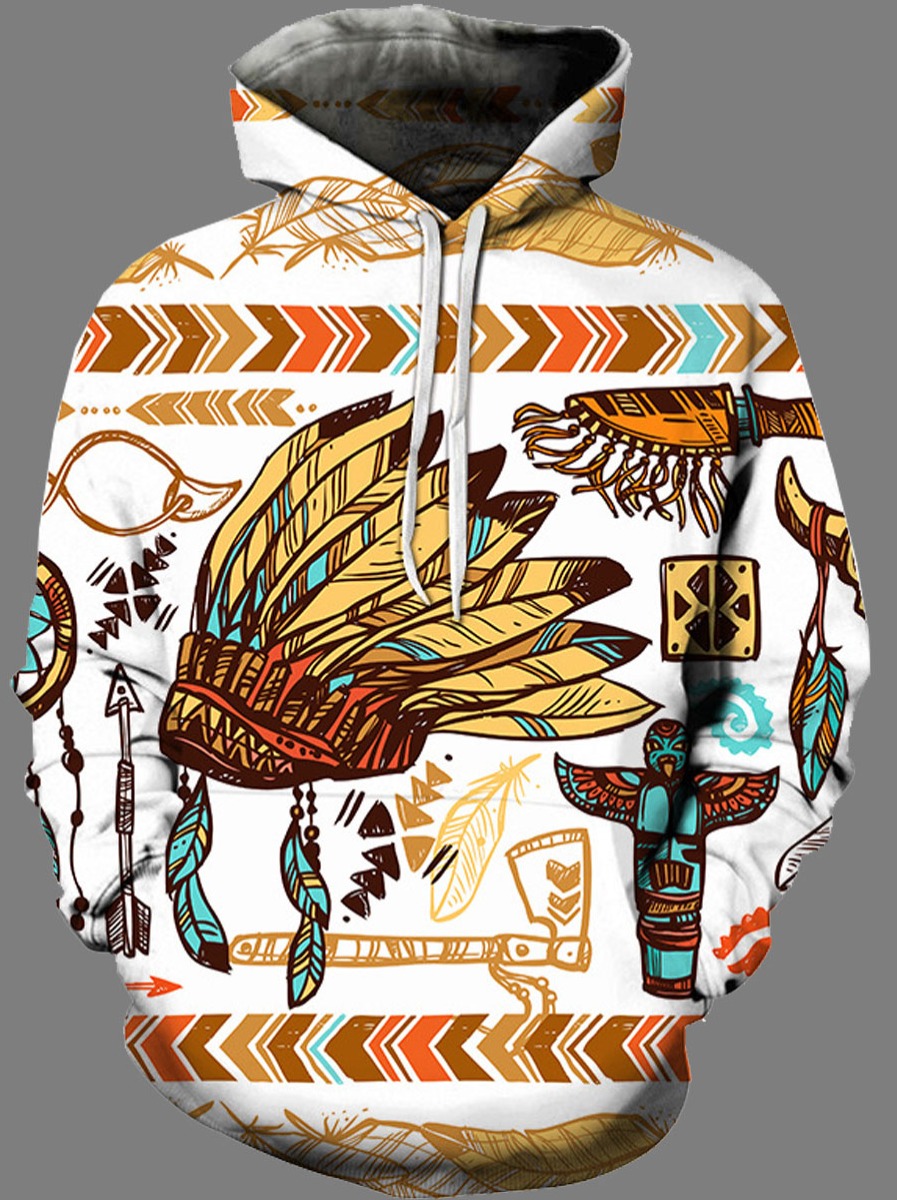 

lovely Street Hooded Collar Print Multicolor Men Hoodie, Multi