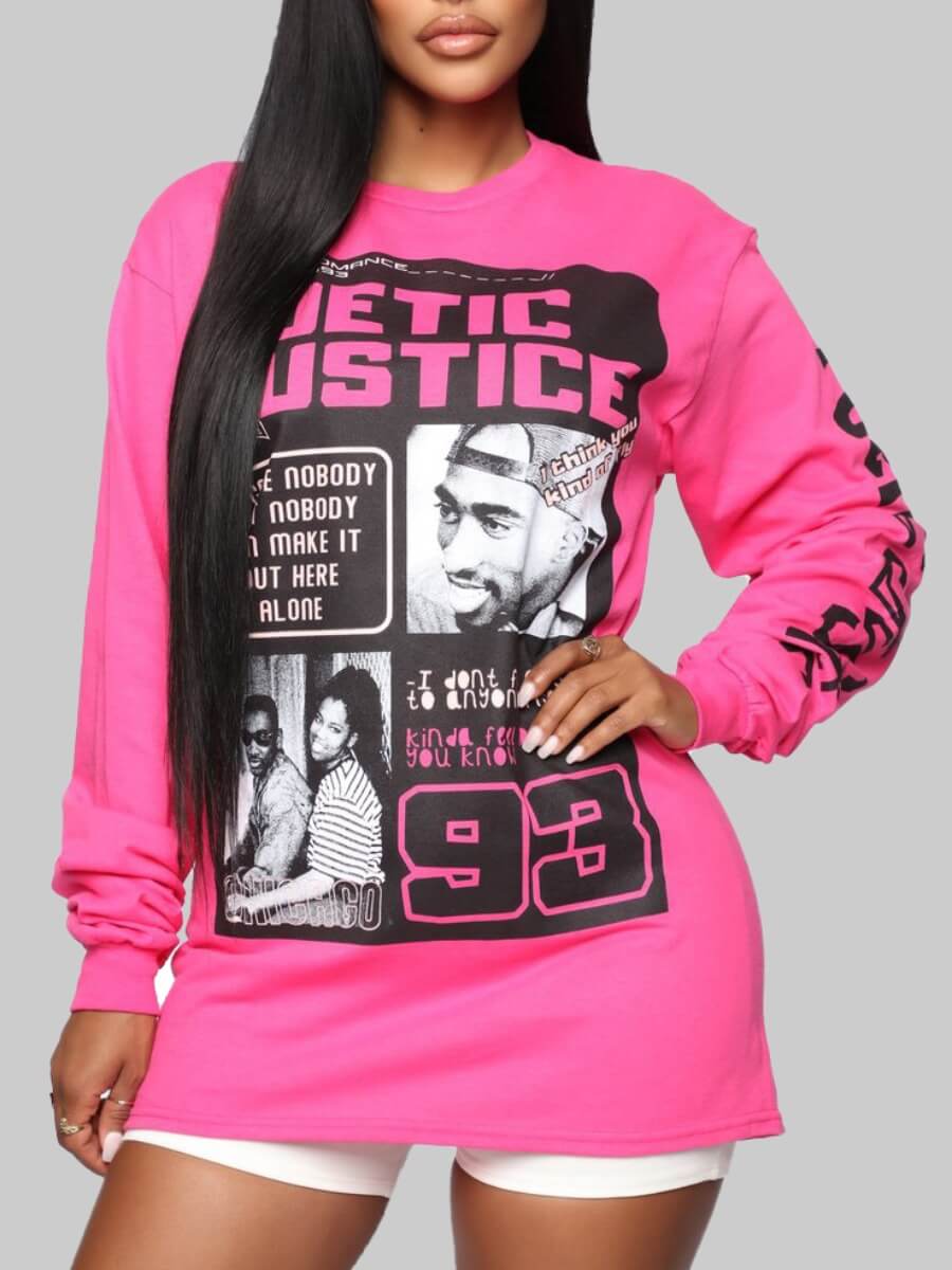 

Lovely Sportswear O Neck Print Red Hoodie