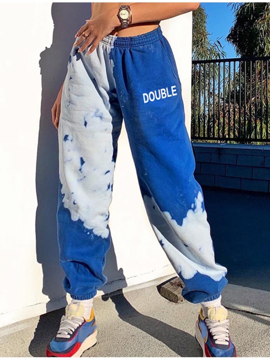 

lovely Sportswear Tie-dye Blue Pants