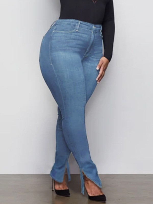 

lovely Casual Basic Skinny Blue Plus Size Jeans
